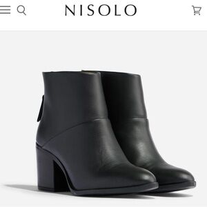 Nisolo Dari Commuter Black Leather Heeled Boots Sz 8.5